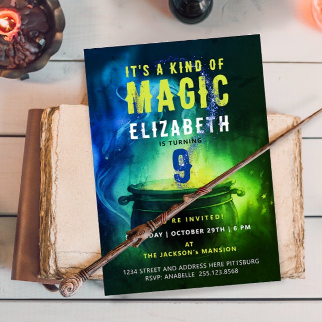 Invitation Magic Cauldron Green Blue sorcier Assistant Spell  (Créateur téléchargé)