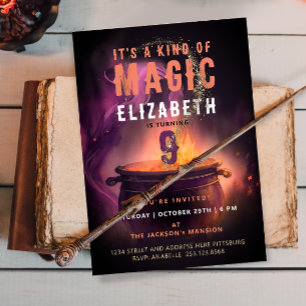Invitation Magic Cauldron Purple Witchcraft Anniversaire Hall