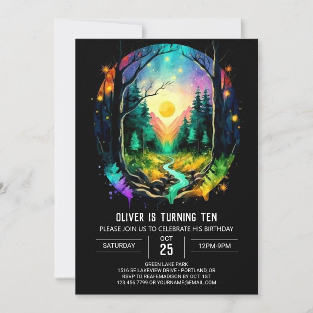 Invitation Magic élégant Brushwood Anniversaire (Devant)