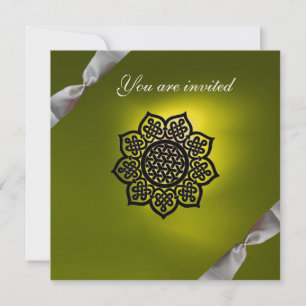 Invitation MAGIC EVENT ruban blanc champagne jaune