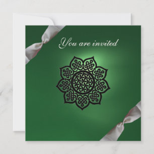 Invitation MAGIC EVENT ruban champagne vert