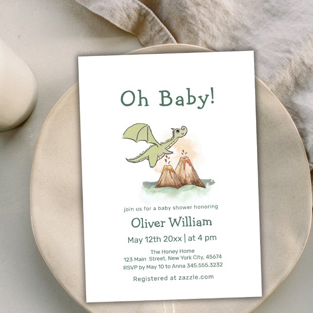 Invitation Magic Fairytale Dragon Mountain Baby shower (Magic Fairytale Dragon Mountain Baby Shower Invitation)
