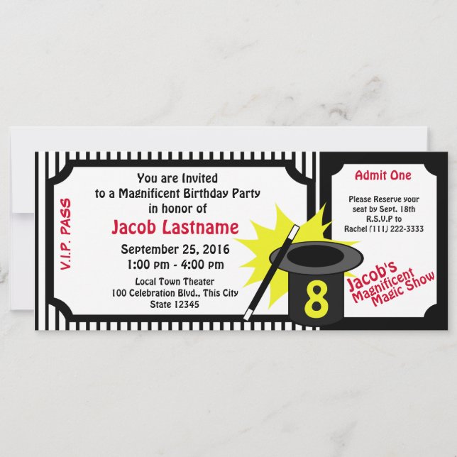 Invitation Magic Me Anniversaire Rouge (Devant)