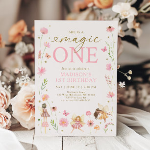 Invitation Magic One Floral Fairy Garden Anniversaire