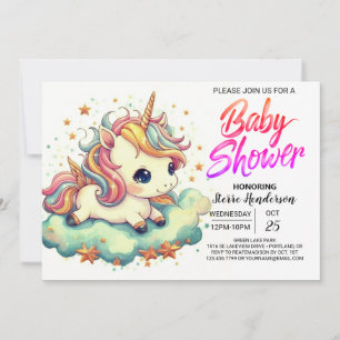 Invitation Magic Online Custom Unicorn Baby shower