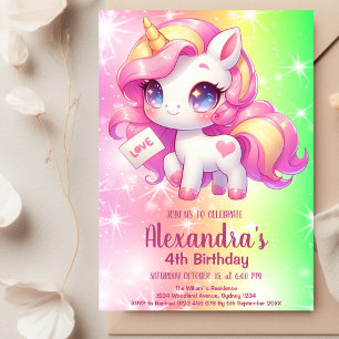 Invitation Magic Pastel Unicorn Rainbow Birthday Party