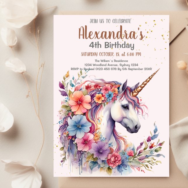 Invitation Magic Pastel Unicorn Rainbow Birthday Party (Créateur téléchargé)