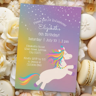 Invitation Magic Rainbow Unicorn Stars Anniversaire de enfant