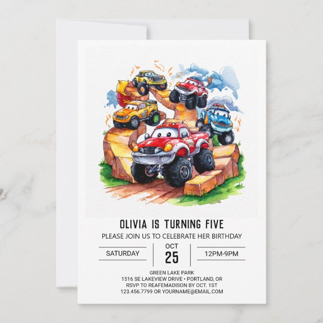 Invitation Magic Road Monster Truck Anniversaire (Devant)