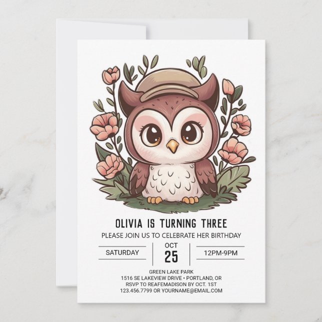 Invitation Magic Simple Digital Owl Anniversaire (Devant)