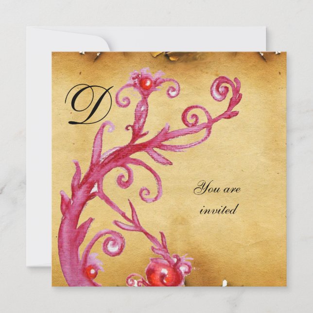 Invitation MAGIC SWIRL MONOGRAM parchemin vif (Devant)