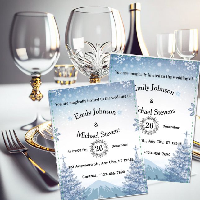 Invitation Magical Blue Winter Mountain Christmas Wedding (Magical Blue Winter Mountain Christmas Wedding)
