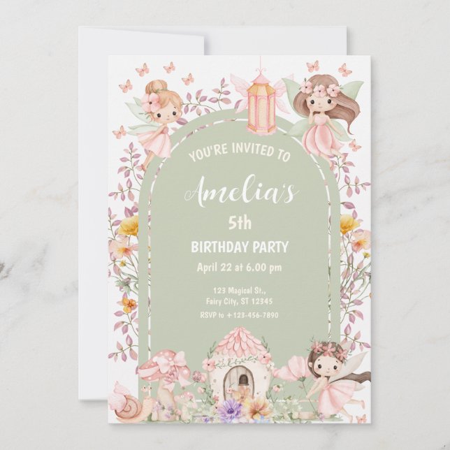 Invitation Magical Boho Fairy Garden Wildflower (Devant)