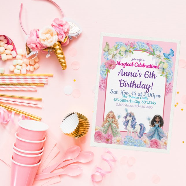 Invitation Magical Celebration Princess Unicorn Birthday (Créateur téléchargé)