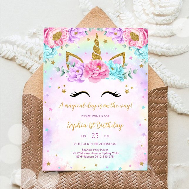 Invitation Magical Day Unicorn and Rainbows Birthday (Créateur téléchargé)