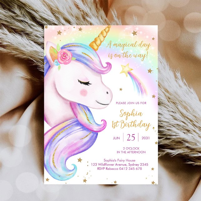 Invitation Magical Day Unicorn and Rainbows Birthday (Créateur téléchargé)