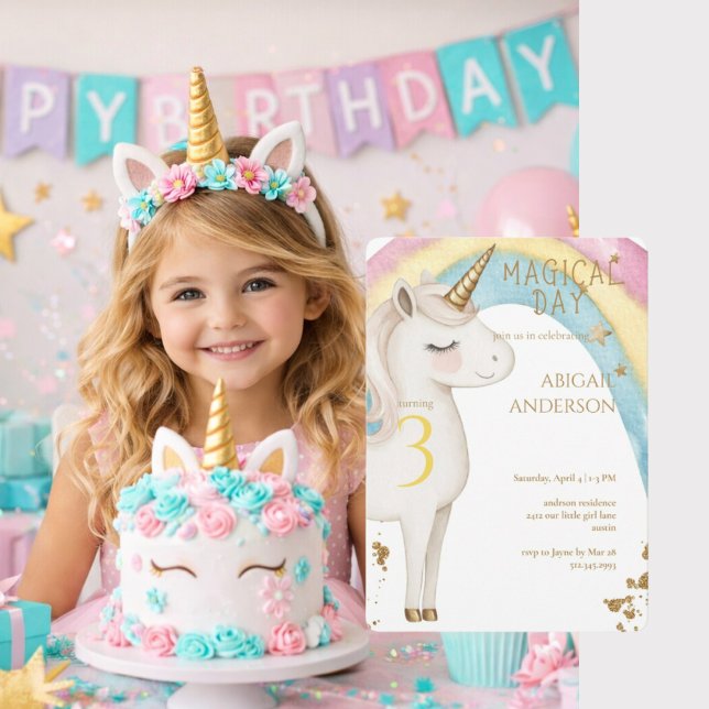 Invitation Magical Day Unicorn Girl Birthday Party (Créateur téléchargé)