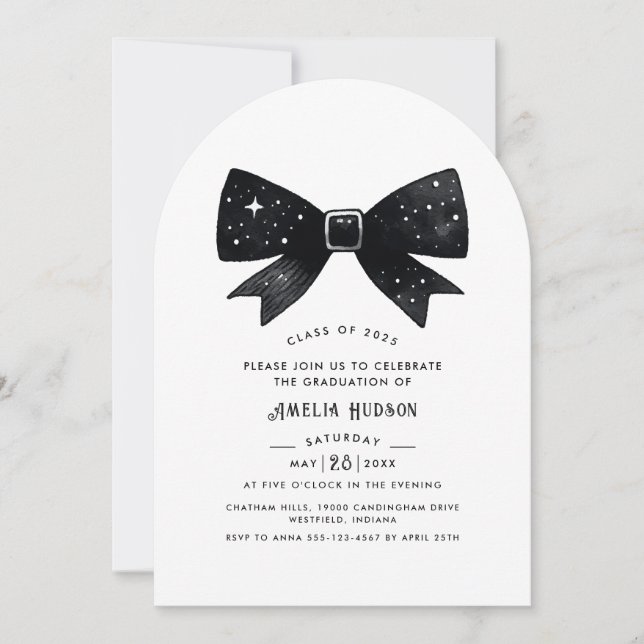 Invitation Magical Elegant Black Bow Arch Party (Devant)