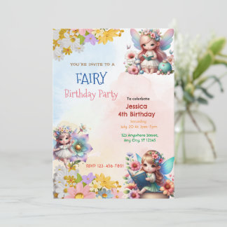 Invitation Magical Fairy Garden : Enchanted Birthday Invitati
