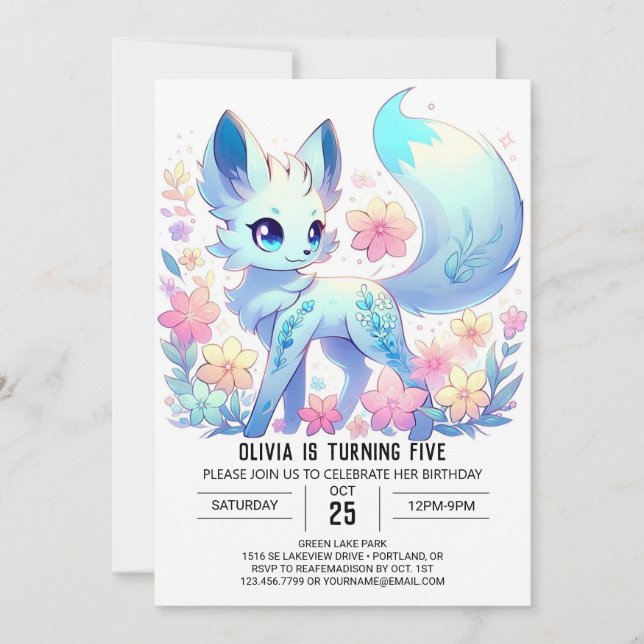 Invitation Magical Happy Fox Digital Anniversaire (Devant)
