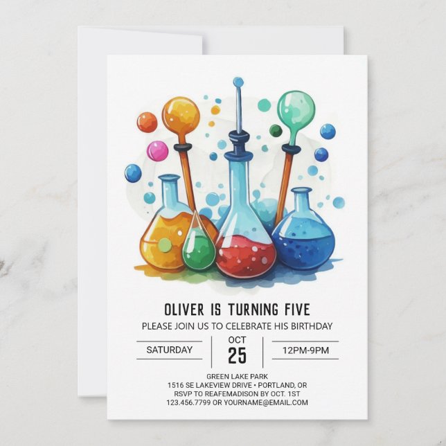 Invitation Magical Kids' Gear Scientifique Anniversaire (Devant)