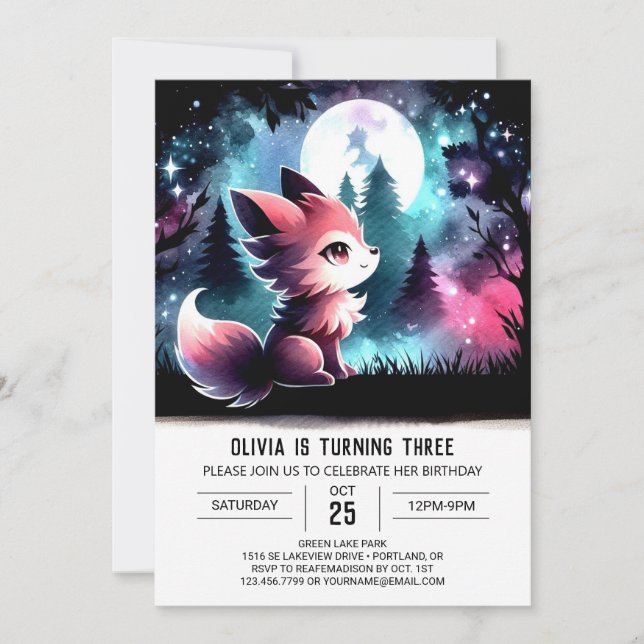 Invitation Magical Kids Wolf Birthday (Devant)