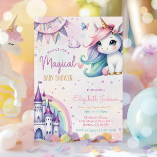 Invitation Magical Pastel Unicorn Baby Girl Douche