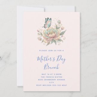 Invitation Magical Rose and Butterfly Dreamy Mother's Day