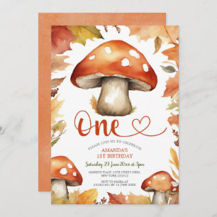 Invitation Magical Rustic Mushroom Cute Kid's 1er anniversair