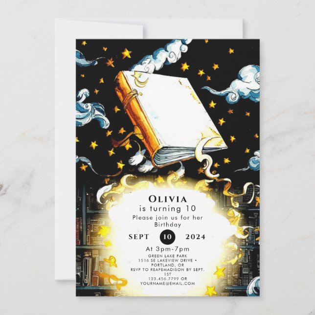 Invitation Magical Simple Children's Storybook Anniversaire (Devant)