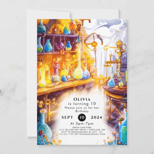 Invitation Magical Simple Experiment Scientist Anniversaire (Devant)