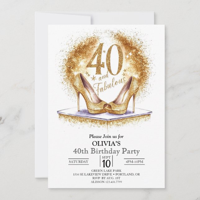 Invitation Magical Stylish Digital Gold 40e anniversaire (Devant)