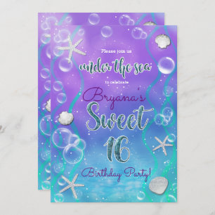 Invitation Magical Under The Sea Sweet 16 16e fête d'annivers