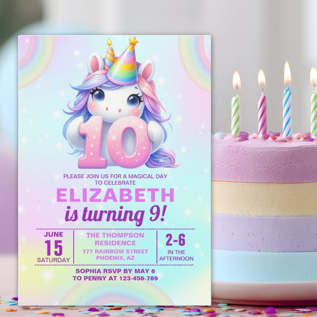 Invitation Magical Unicorn 10th Birthday for Girls (Créateur téléchargé)