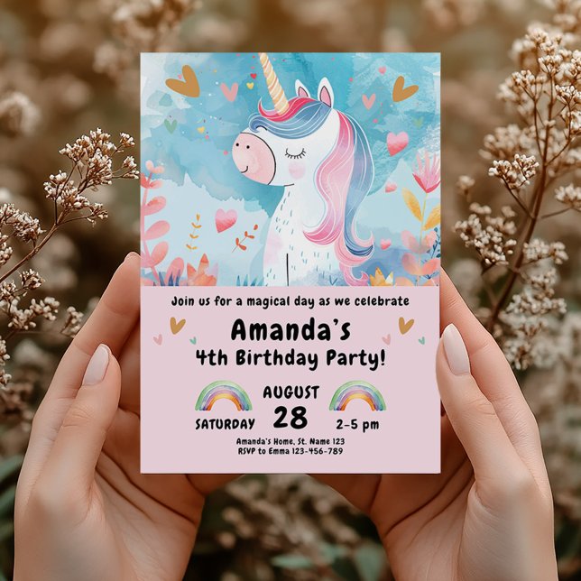 Invitation Magical Unicorn fête d'anniversaire pour les fille (Créateur téléchargé)