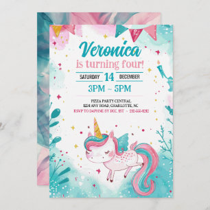 Invitation Magical Unicorn Fun Kid's Birthday Party