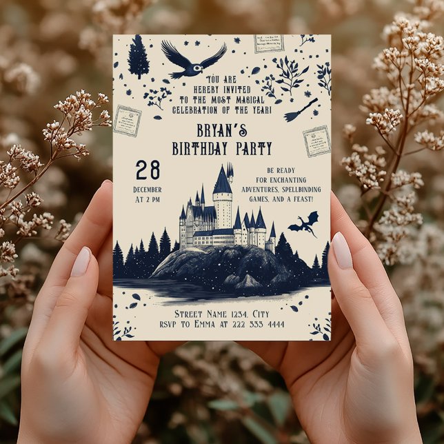 Invitation Magicien Château fête d'anniversaire (Créateur téléchargé)