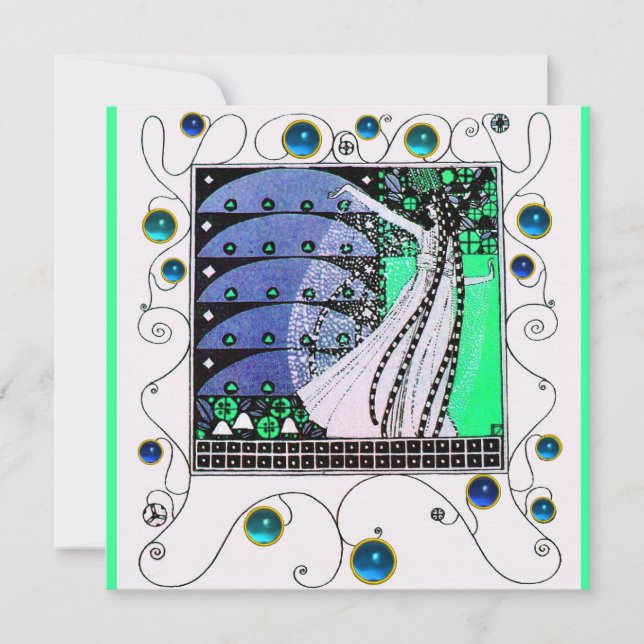 Invitation MAGIE DU PRINTEMPS bleu sarcelle aqua bleu clair n (Devant)