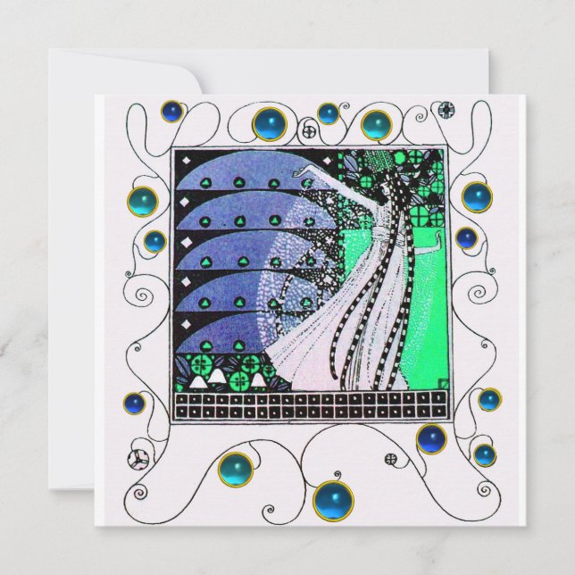 Invitation MAGIE DU PRINTEMPS bleu sarcelle aqua bleu clair n (Devant)