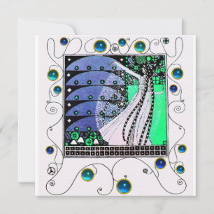 Invitation MAGIE DU PRINTEMPS bleu sarcelle aqua bleu clair n