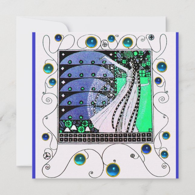 Invitation MAGIE DU PRINTEMPS bleu sarcelle aqua bleu clair n (Devant)