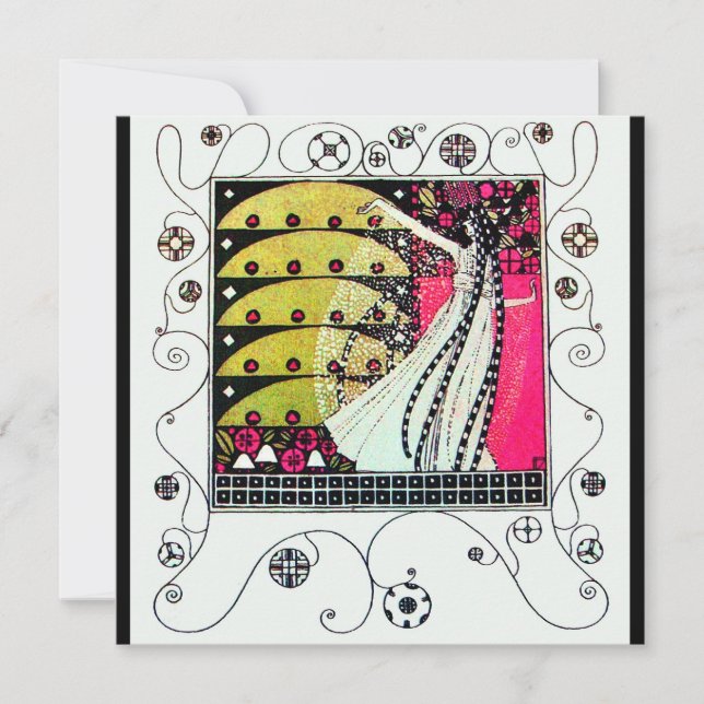 Invitation MAGIE DU PRINTEMPS, Fuchsia,Vert Jaune,Noir (Devant)