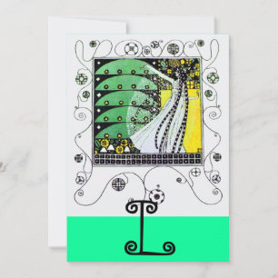 Invitation MAGIE DU PRINTEMPS, jaune vif vert noir