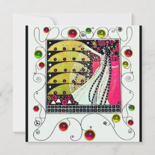 Invitation MAGIE DU PRINTEMPS rose vif noir blanc jaune
