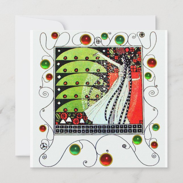 Invitation MAGIE DU PRINTEMPS rouge noir blanc vert (Devant)