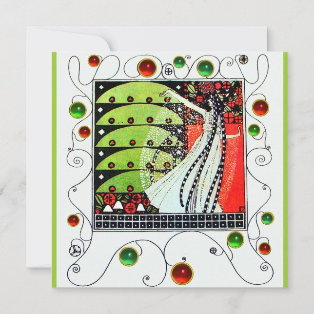 Invitation MAGIE DU PRINTEMPS rouge noir blanc vert brillant (Devant)