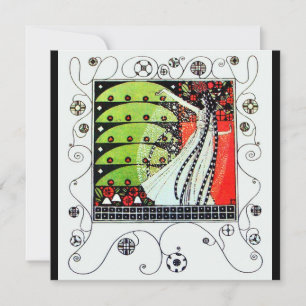 Invitation MAGIE DU PRINTEMPS, rouge noir blanc vert vif