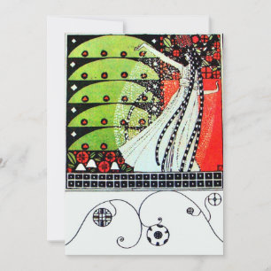 Invitation MAGIE DU PRINTEMPS ,rouge noir blanc vert vif