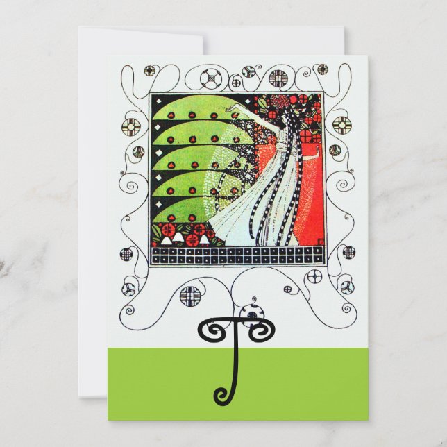 Invitation MAGIE DU PRINTEMPS ,rouge noir blanc vert vif (Devant)