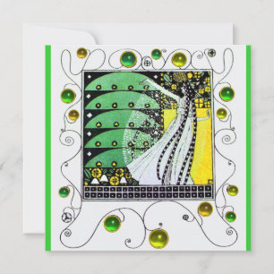 Invitation MAGIE DU PRINTEMPS vert clair blanc jaune
